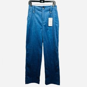 NWT ZARA blue VELVET PANTS szM